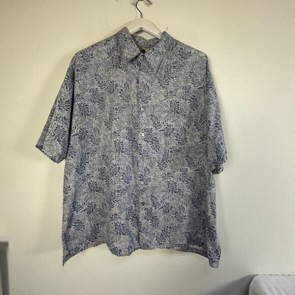 Tori Richard Honolulu Mens Leaf Hawaiian Shirt 2XL Cotton Lawn Rotary Intl Logo - Picture 1 of 7